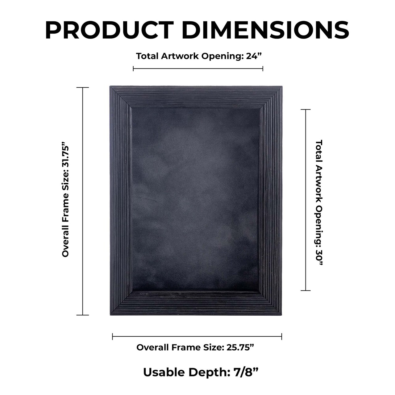 Rustic Black Wood Shadow Box Frame with Acrylic Front - Dark Grey Suede Backing, 30 Sizes